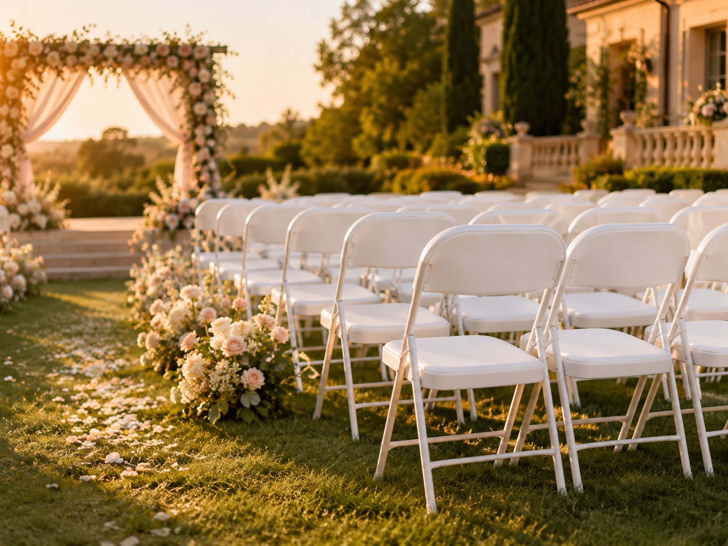 White Padded Folding Chair